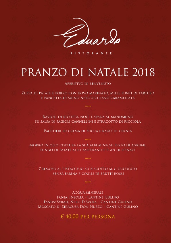 Menu Di Natale Siciliano.Pranzo Di Natale 2018 Ristorante Eduardo